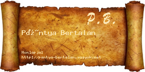 Pántya Bertalan névjegykártya